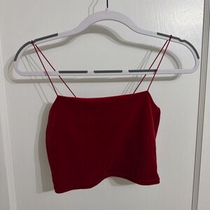 Red Velvet Cropped Spaghetti Strap Tank Top